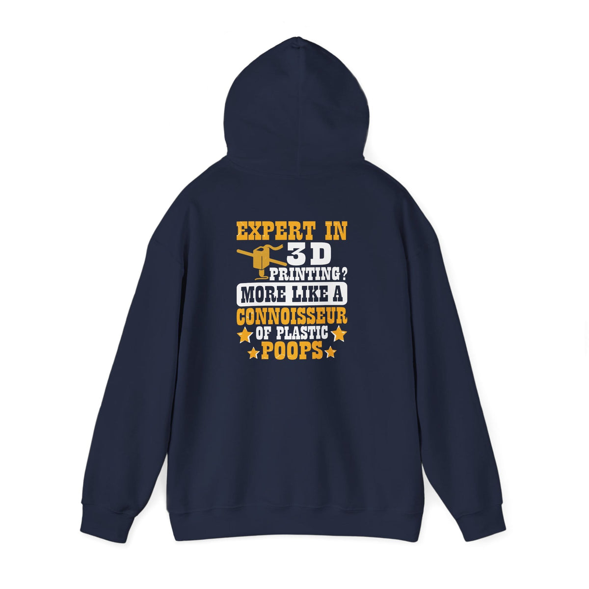 navy hoodie with connoisseur of plastic poops 3D printing humour design for makers