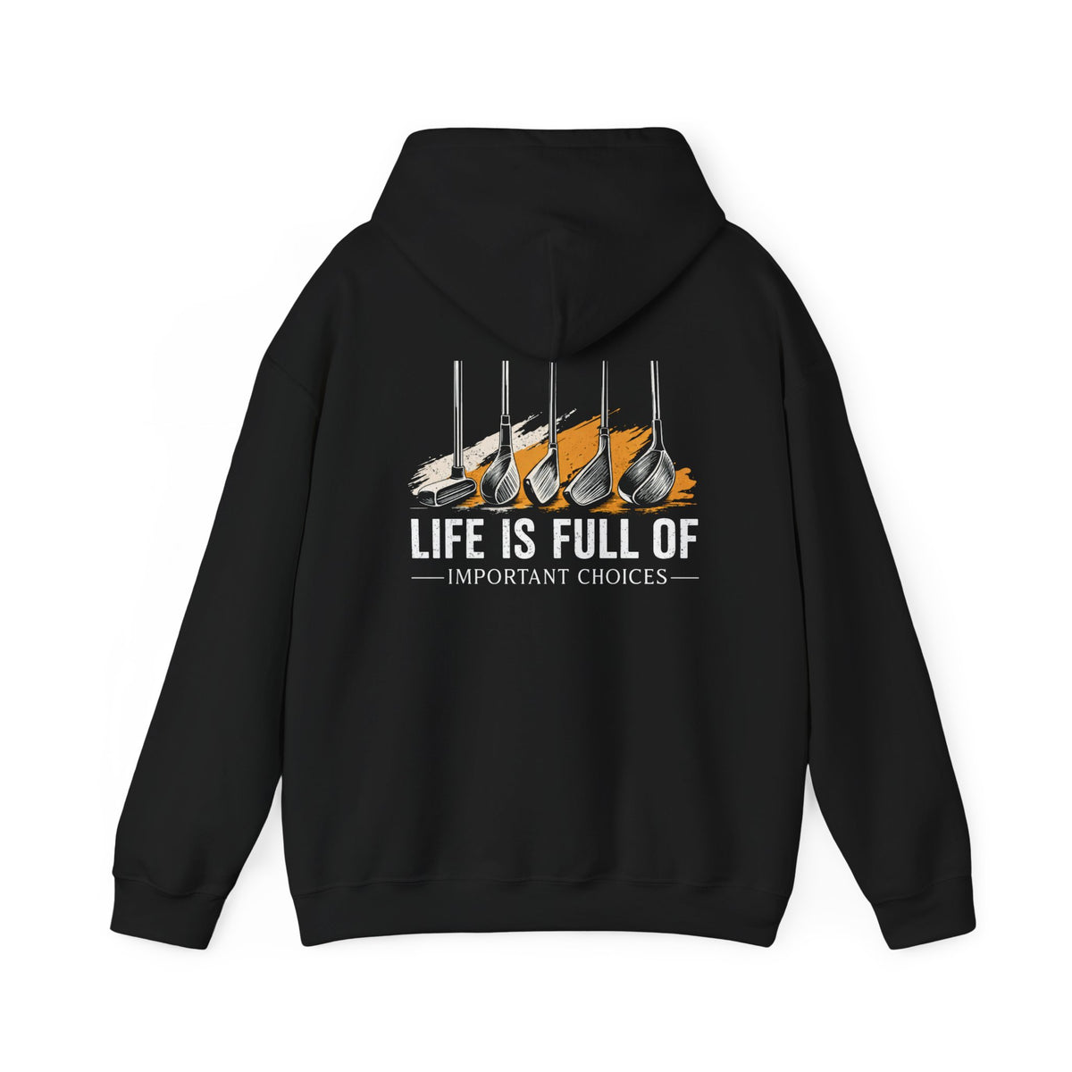maroon hoodie featuring life is full of important choices funny golf graphic