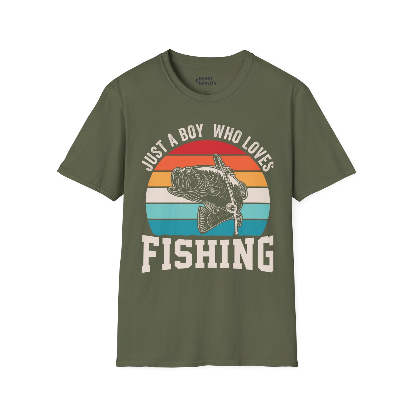 just a boy who loves fishing t-shirt t-shirt front product image