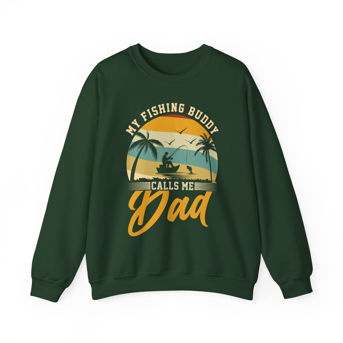 navy sweatshirt with my fishing buddy calls me dad slogan print