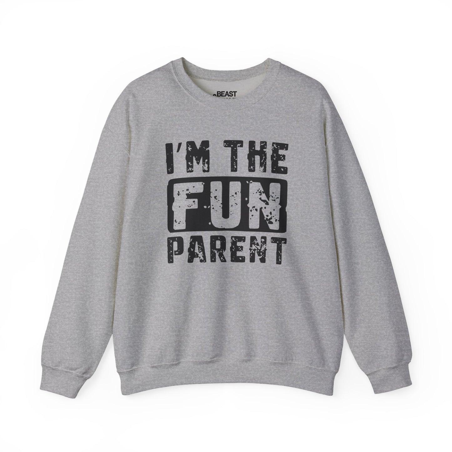 sport grey sweatshirt with i'm the fun parent slogan funny birthday gift for parents