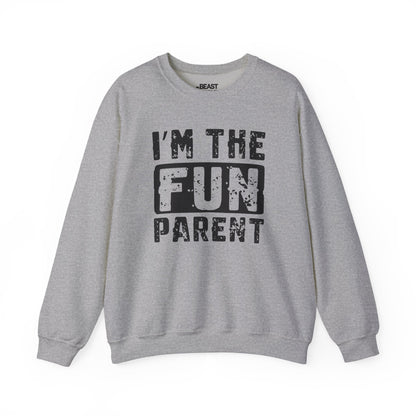 sport grey sweatshirt with i'm the fun parent slogan funny birthday gift for parents