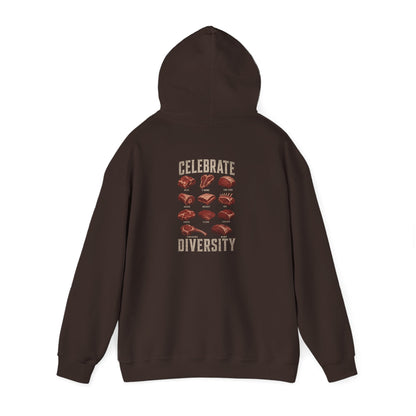 navy hoodie with celebrate diversity bbq graphic for cookout lovers