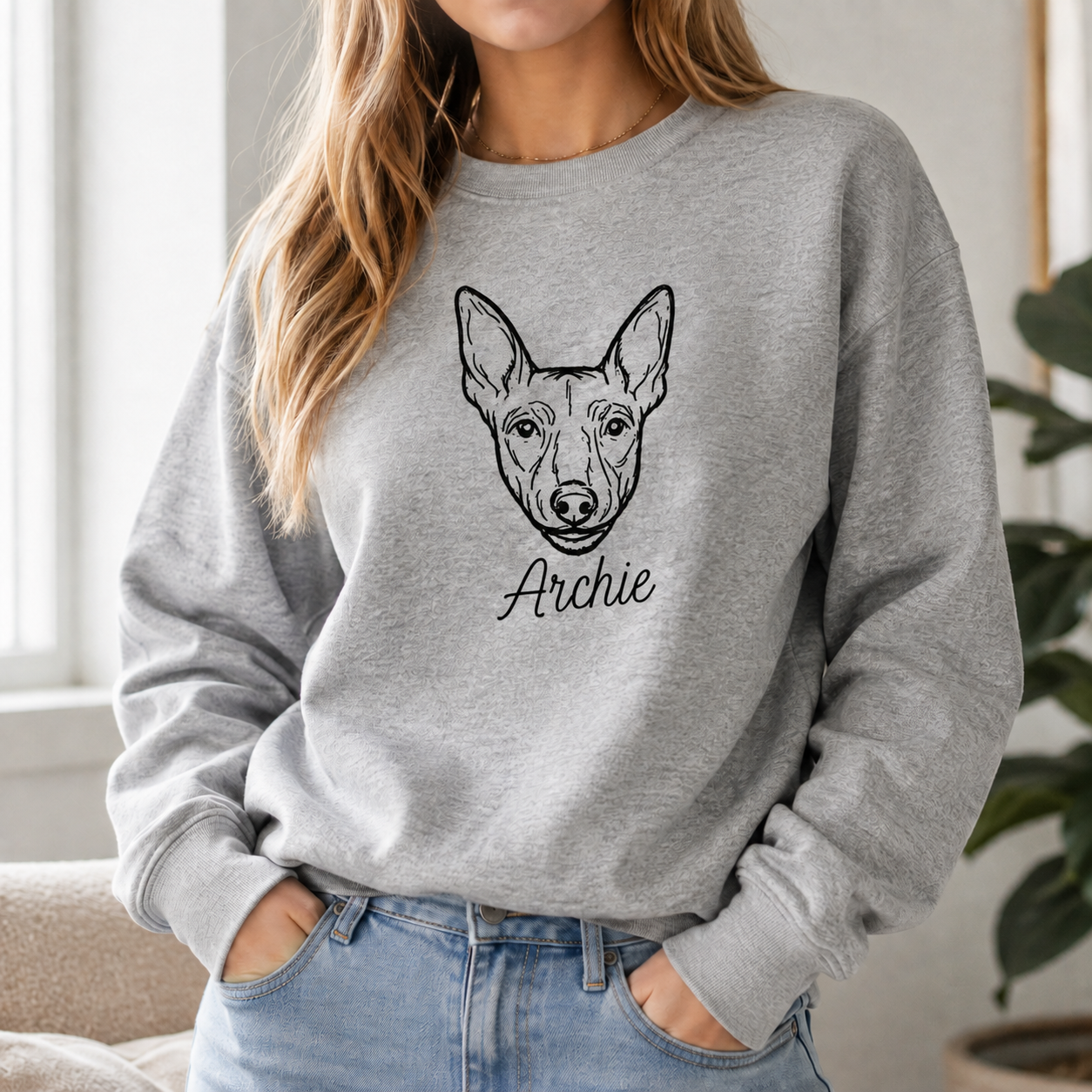 Personalised Pet Portrait Embroidered Sweatshirt | From Your Pet's Photo