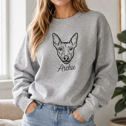 Personalised Pet Portrait Embroidered Sweatshirt | From Your Pet's Photo