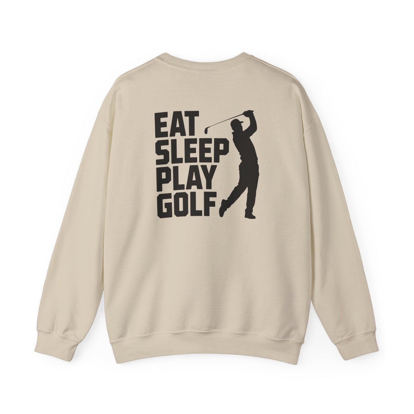 light pink sweatshirt with eat sleep play golf graphic for golfers