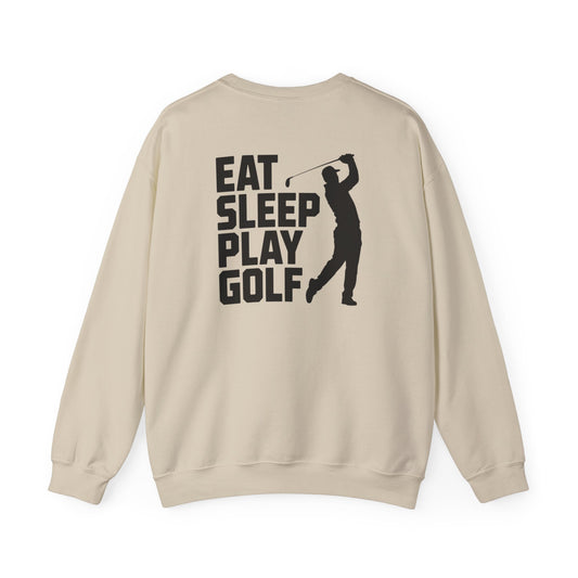 light pink sweatshirt with eat sleep play golf graphic for golfers