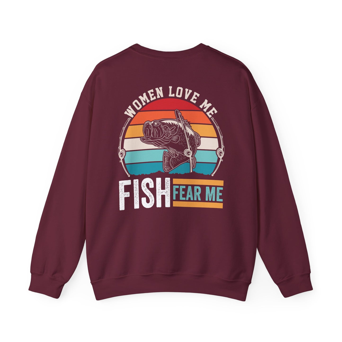 women love me fish fear me fishing sweatshirt sweatshirt second colour product image