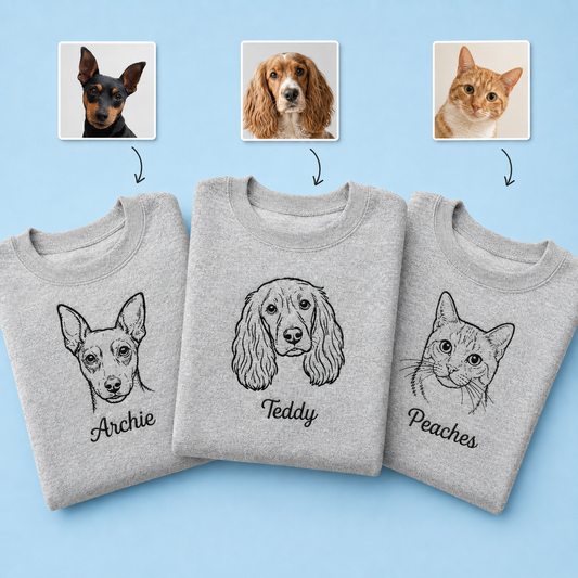 Personalised Pet Portrait Embroidered Sweatshirt | From Your Pet's Photo