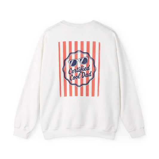 light pink sweatshirt with certified cool dad retro graphic for dad gift