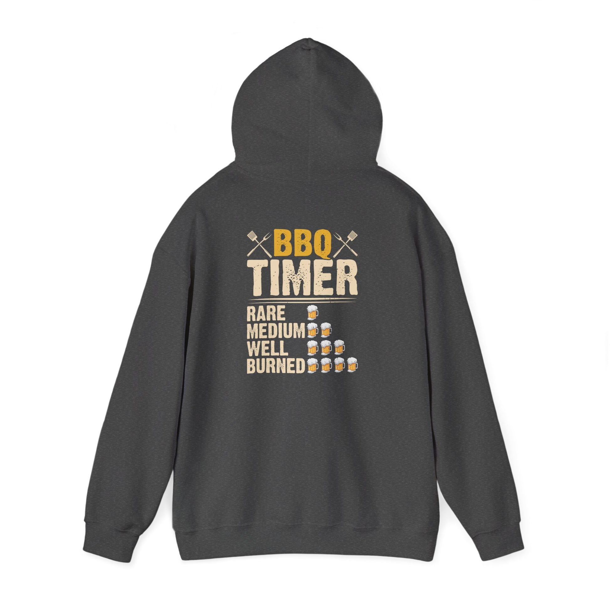 dark heather hoodie with bbq timer funny grill master design for bbq lovers