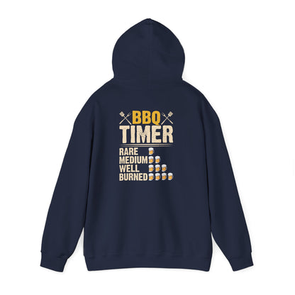 maroon hoodie with bbq timer grill master graphic print