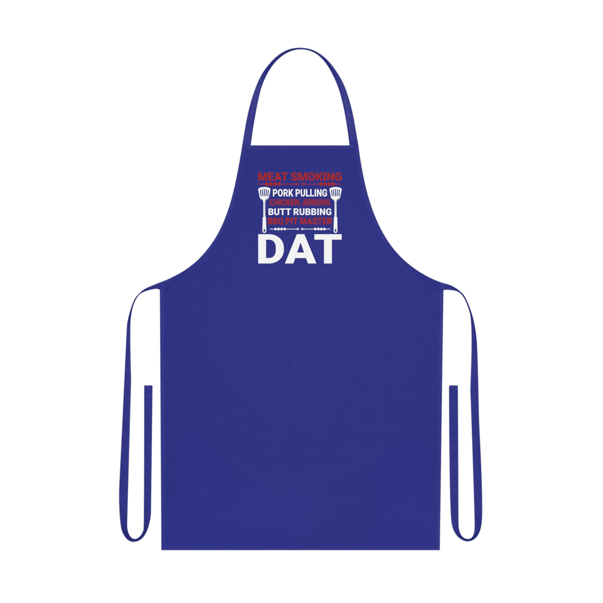 royal blue apron with pit master grill design