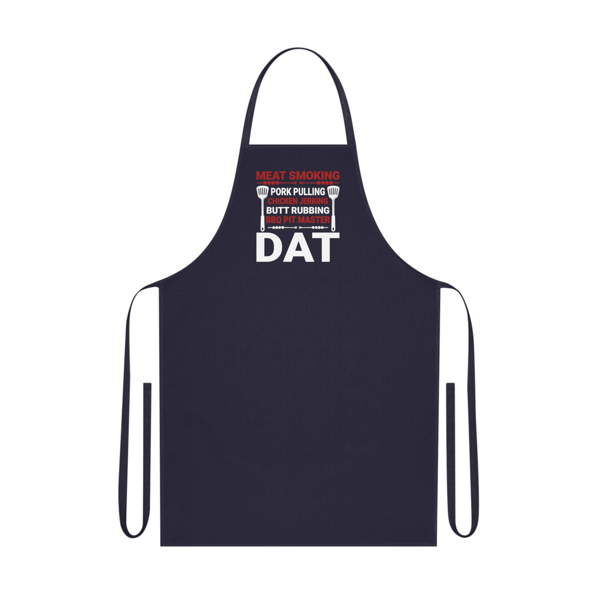 navy apron with bbq pit master graphic