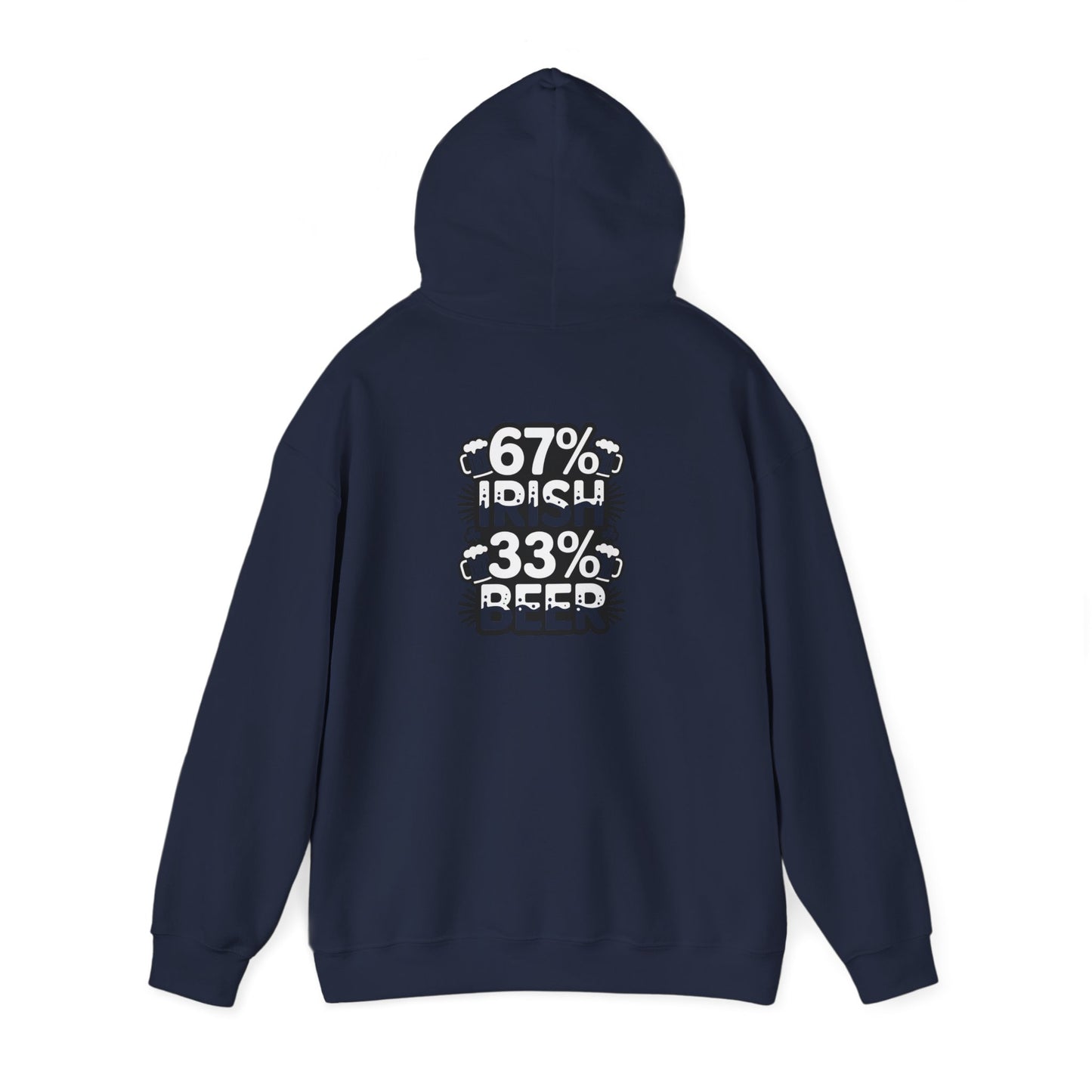 maroon hoodie with 67 percent irish 33 percent beer humorous graphic print