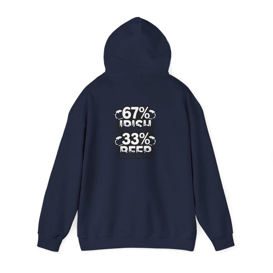maroon hoodie with 67 percent irish 33 percent beer humorous graphic print