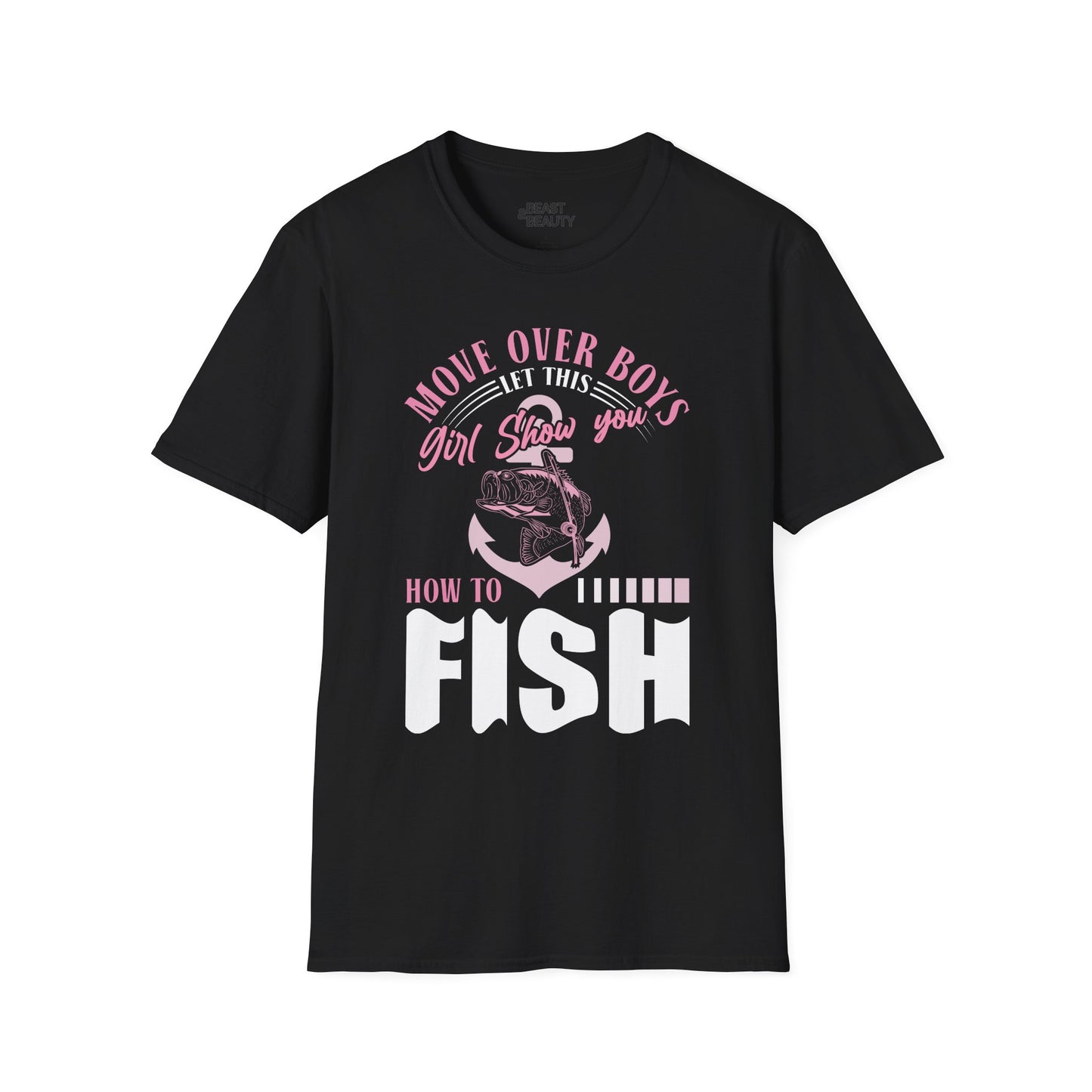 move over boys let this girl show you how to fish t-shirt t-shirt front product image