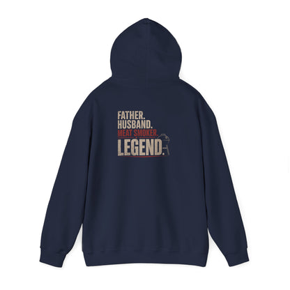 navy hoodie with father husband meat smoker legend BBQ design for grill master dad gift