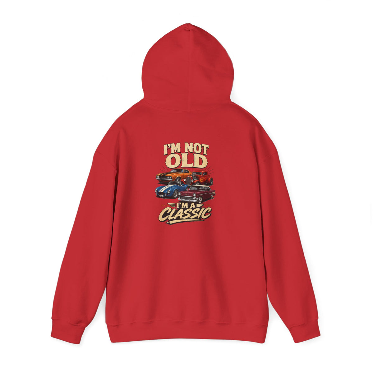 white hoodie with I'm not old I'm a classic car funny automotive design