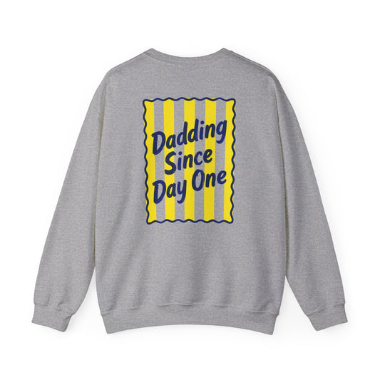 light pink sweatshirt with dadding since day one retro dad graphic print
