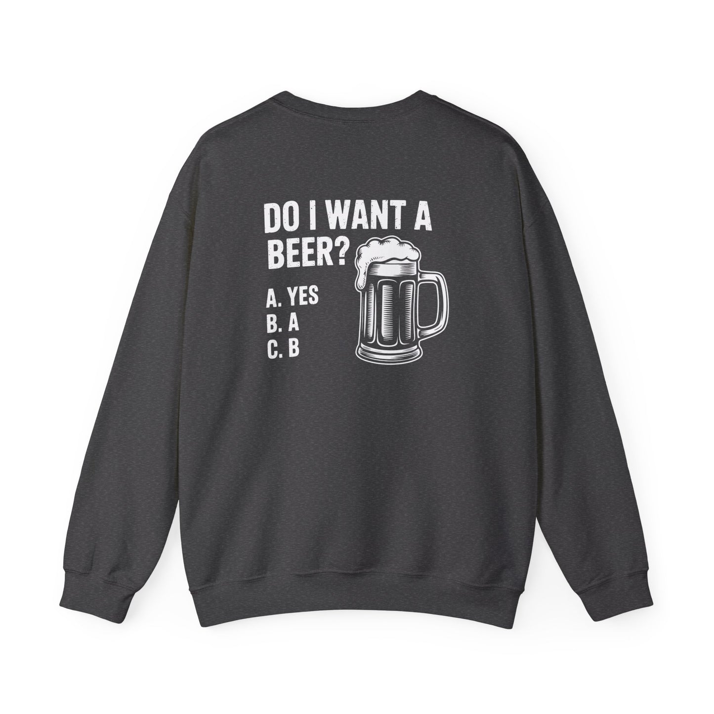 red sweatshirt with do i want a beer funny slogan print