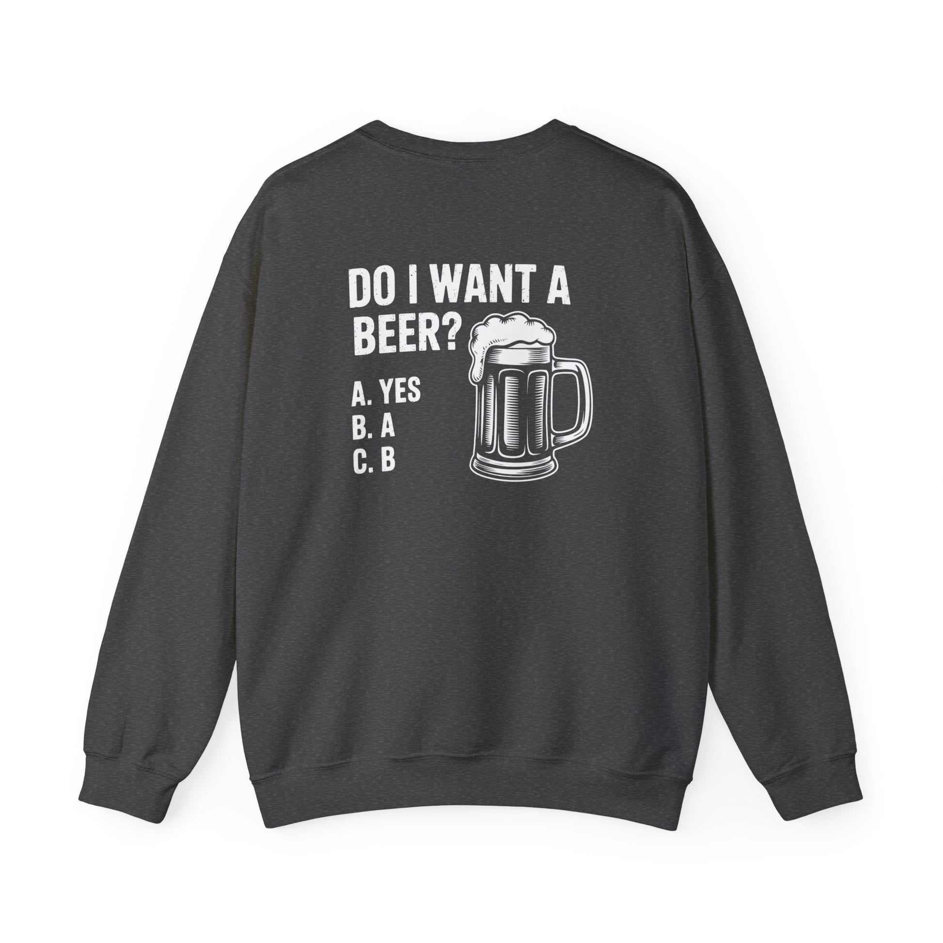 red sweatshirt with do i want a beer funny slogan print