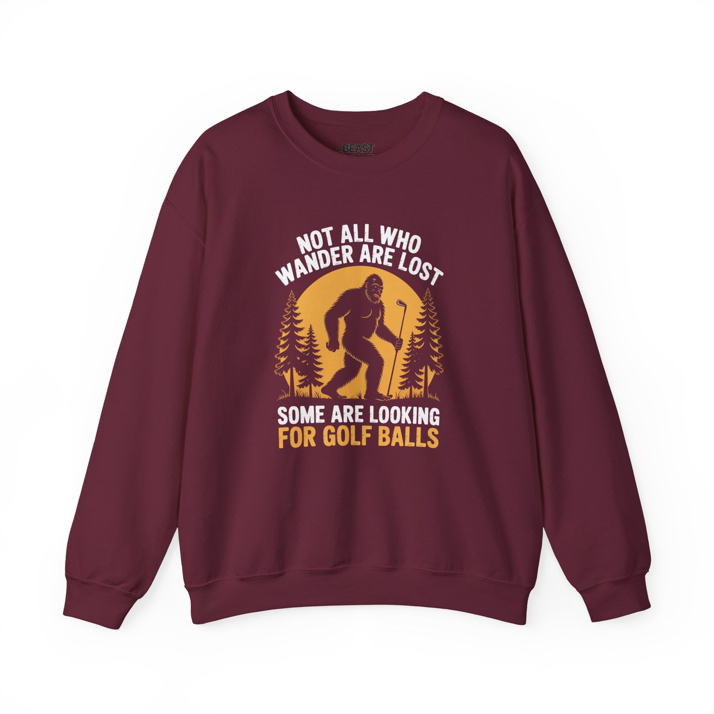 maroon sweatshirt with funny golf wanderer slogan design birthday gift for golfer