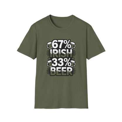 67% Irish 33% Beer Dad T-Shirt - funny t-shirt by Cheeky Business