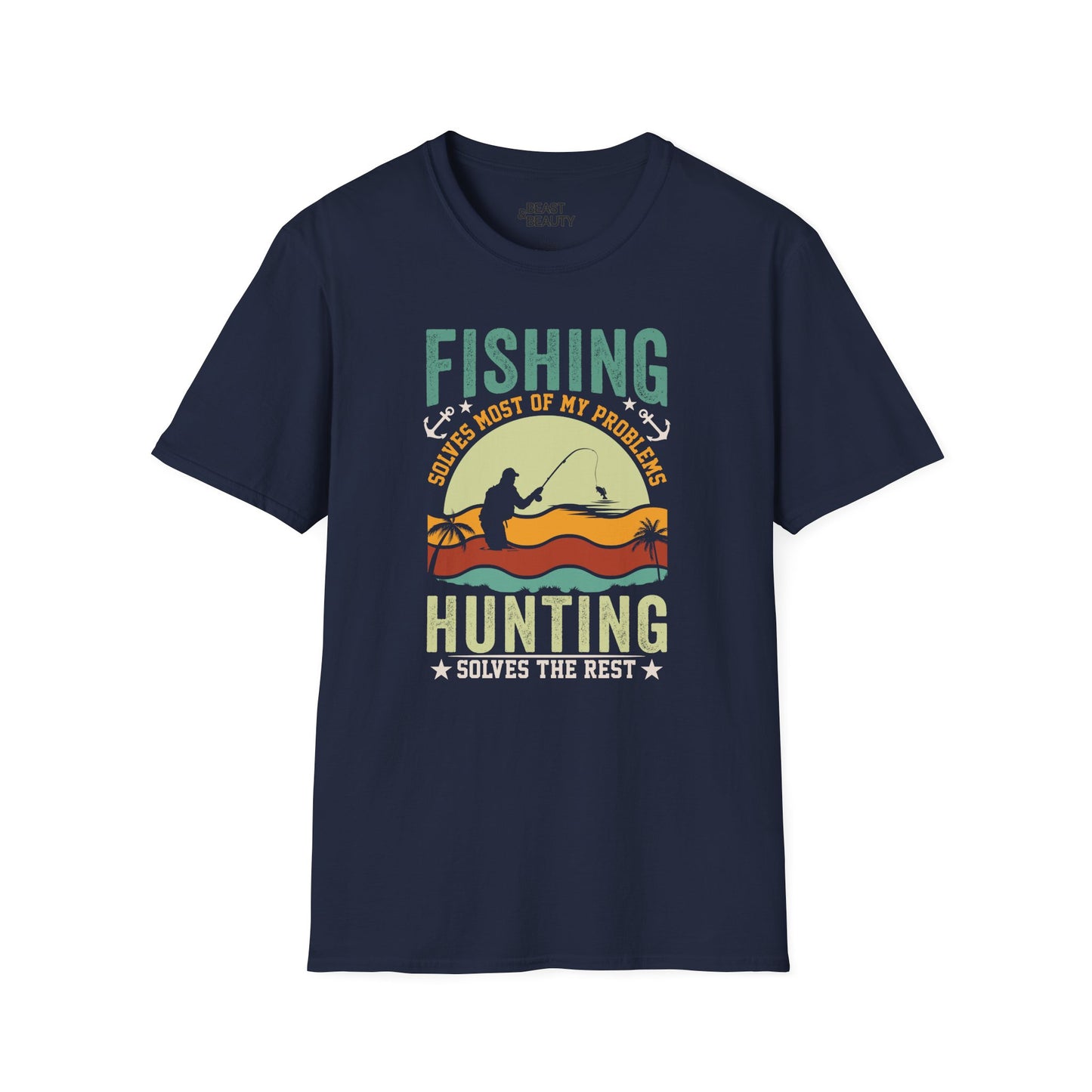 dark chocolate t-shirt with fishing solves most of my problems hunting slogan for him