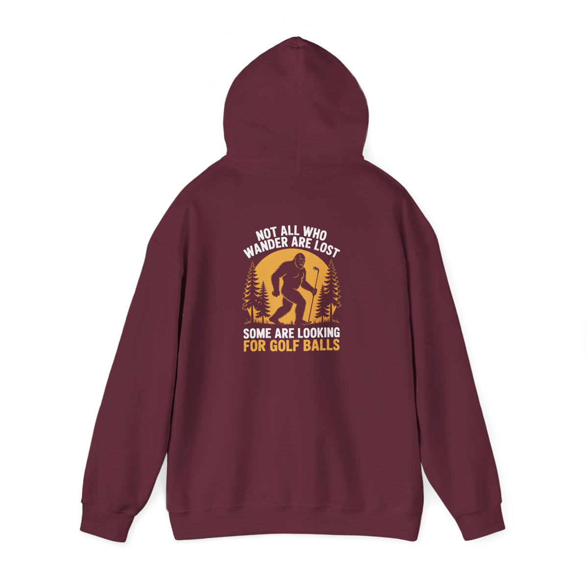 maroon hoodie with not all who wander are lost looking for golf balls golf lover graphic