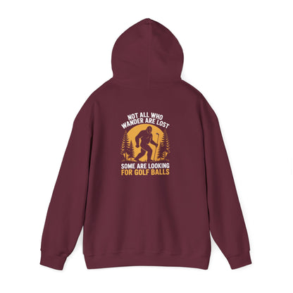 maroon hoodie with not all who wander are lost looking for golf balls golf lover graphic