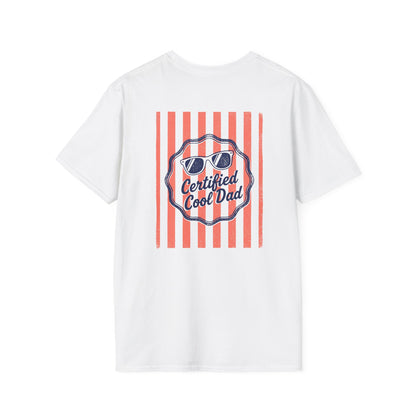 light blue t-shirt with certified cool dad retro graphic for father's day gift