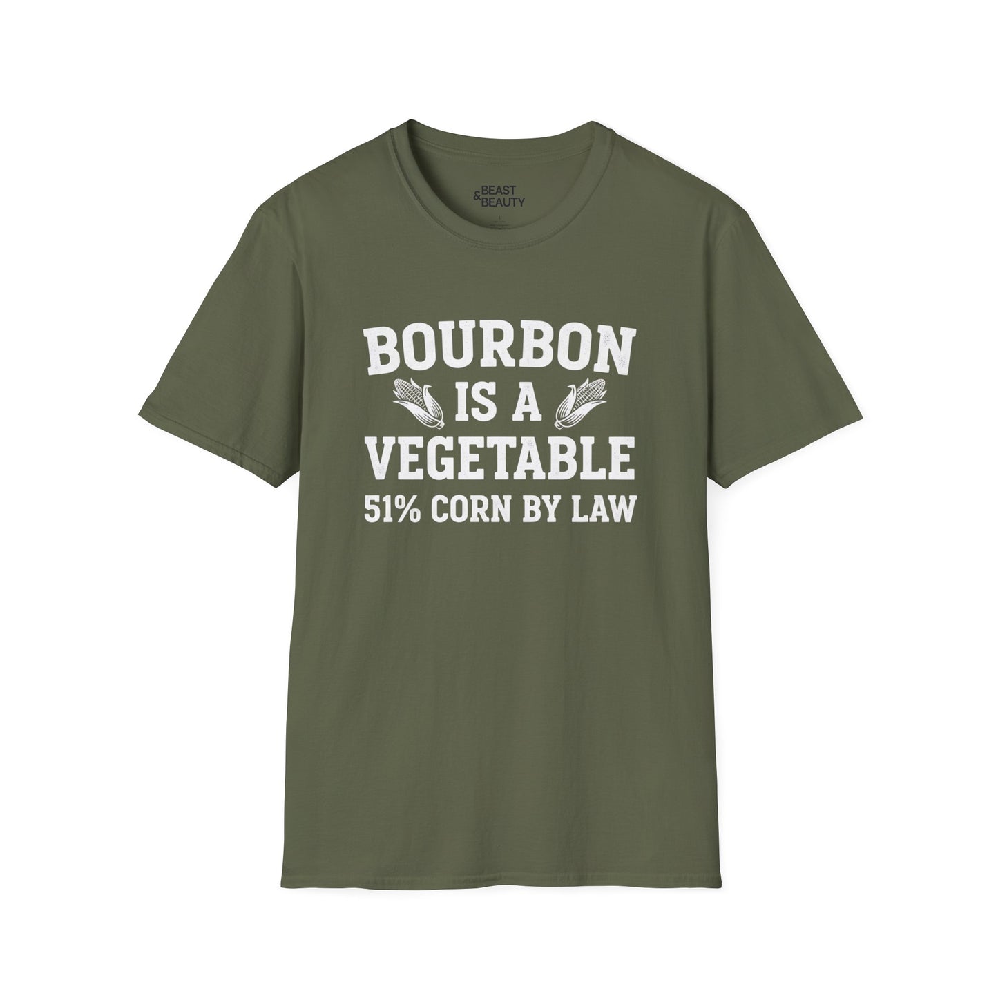 black t-shirt with bourbon is a vegetable funny whiskey slogan tee