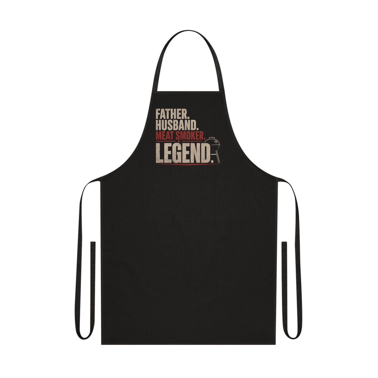black apron with father husband meat smoker legend BBQ design for dads