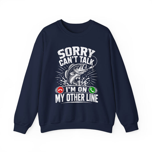 maroon sweatshirt with funny fishing slogan printed front