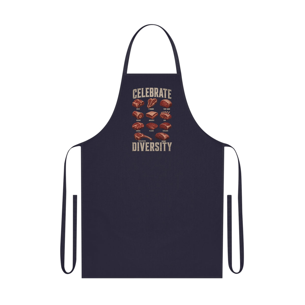 black bbq meat cuts apron with celebrate diversity funny grilling design for bbq dads