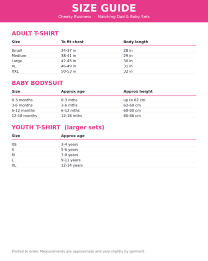 Size guide - matching dad and baby set