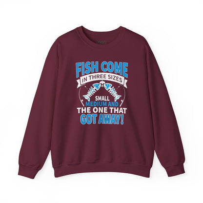 maroon sweatshirt with funny fishing the one that got away graphic for anglers
