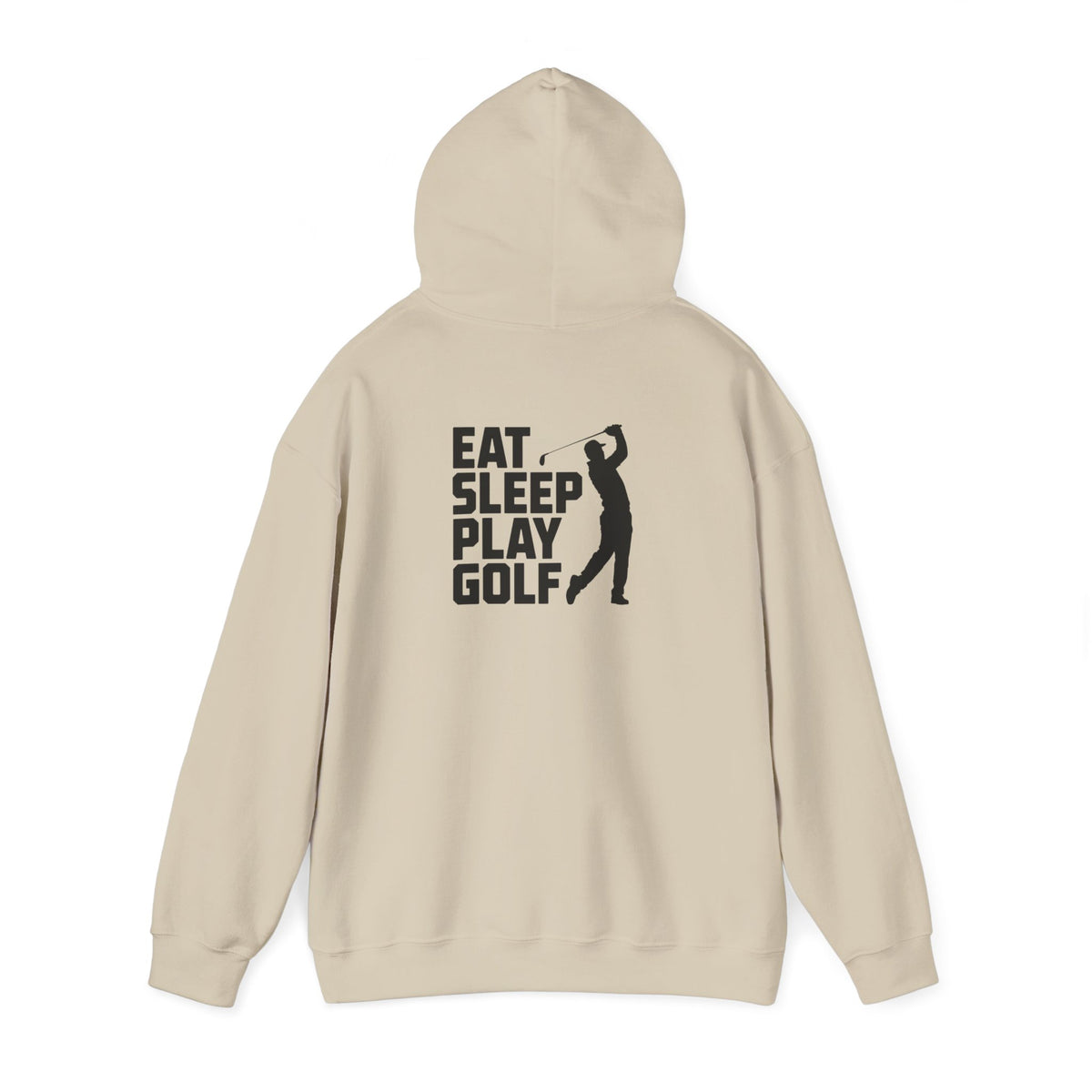 light pink hoodie with eat sleep play golf graphic