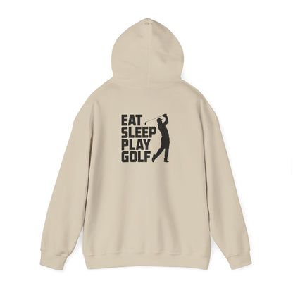 light pink hoodie with eat sleep play golf graphic
