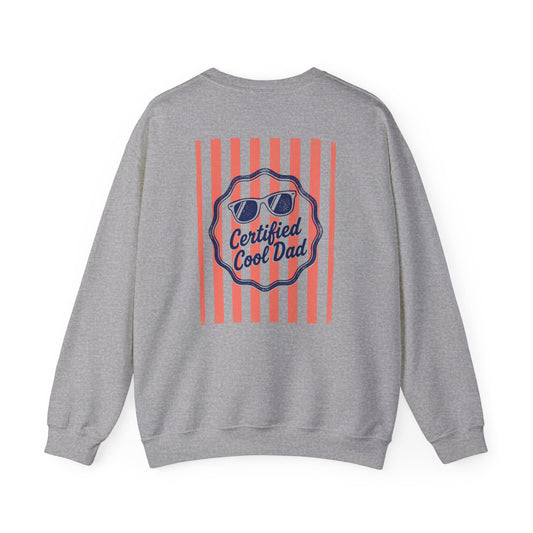 sand sweatshirt with certified cool dad retro slogan design