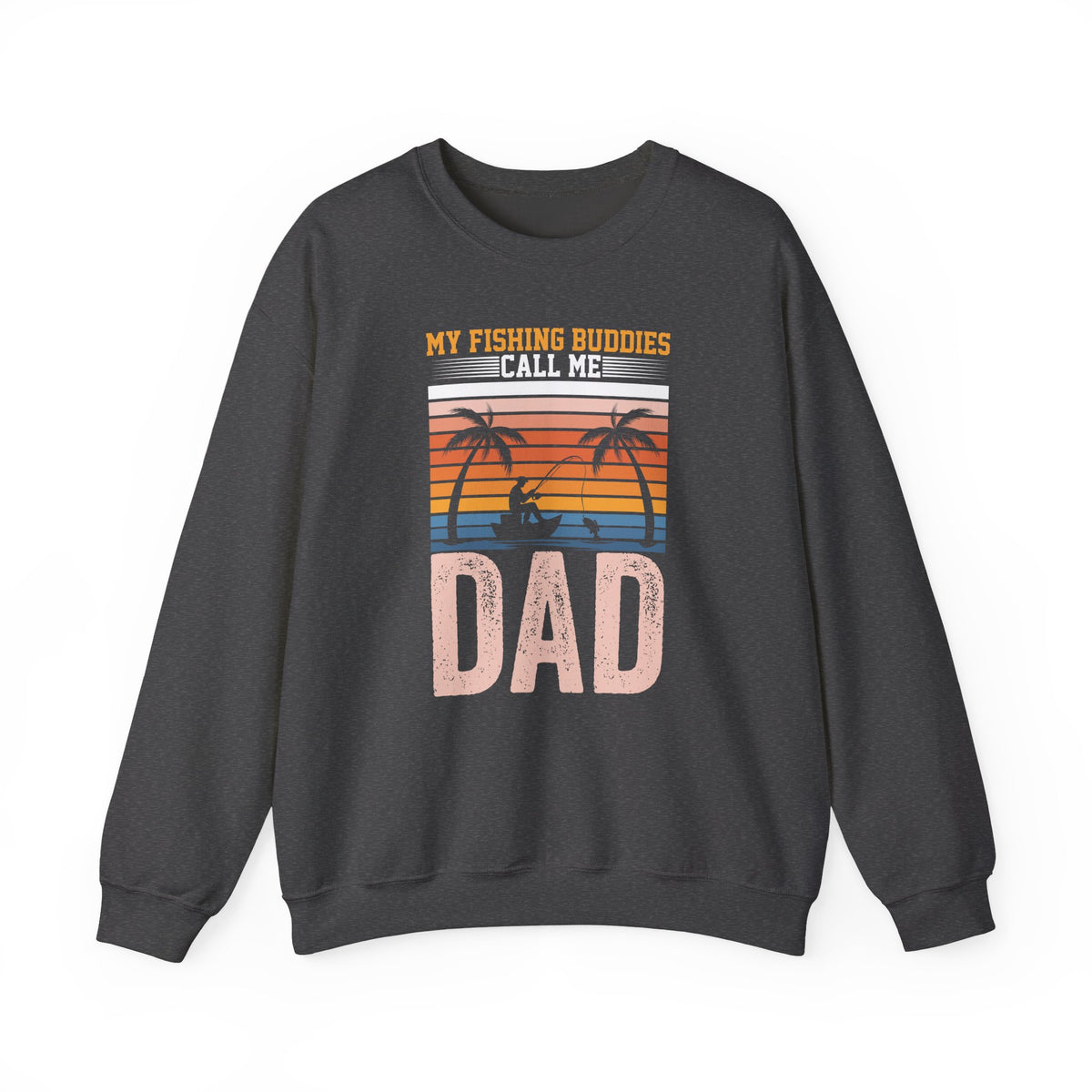 black sweatshirt with funny fishing and fatherhood design