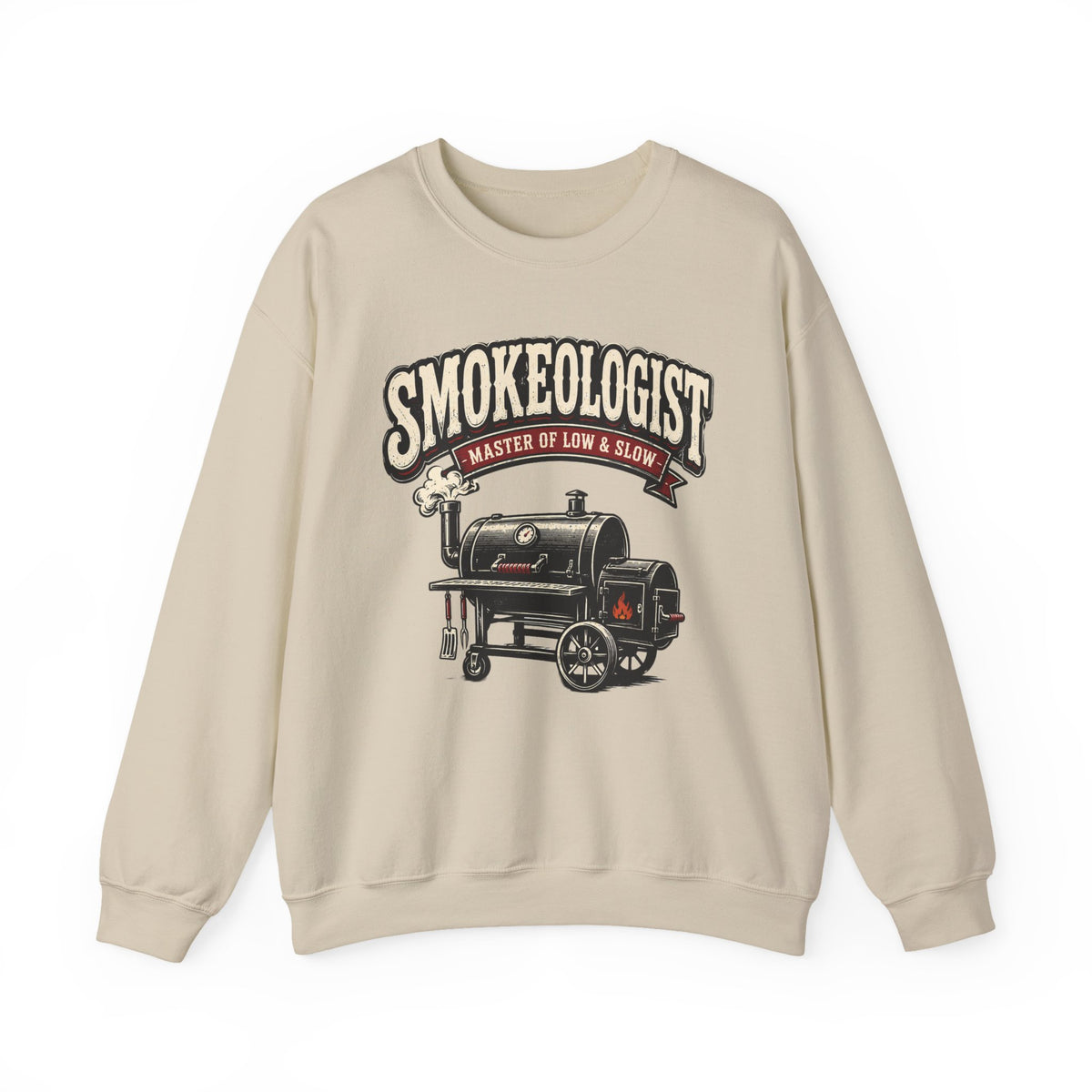 sand sweatshirt with smokeologist pitmaster design for bbq gift