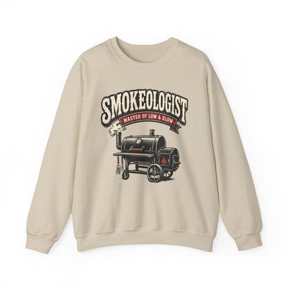 sand sweatshirt with smokeologist pitmaster design for bbq gift