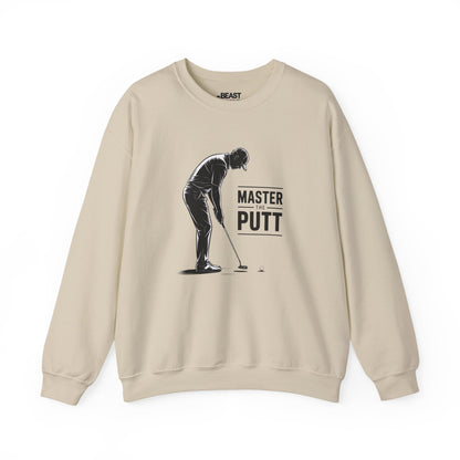sport grey sweatshirt with master the putt golf design gift for him