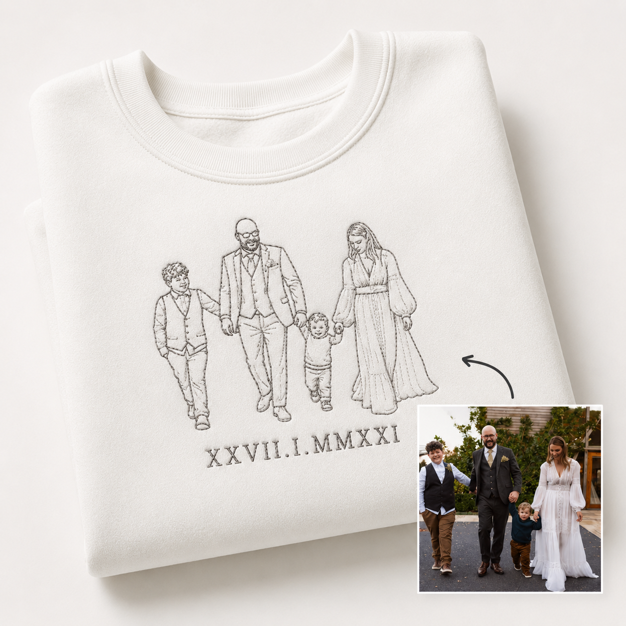 Personalised Photo Outline Embroidered Sweatshirt | From Your Photo