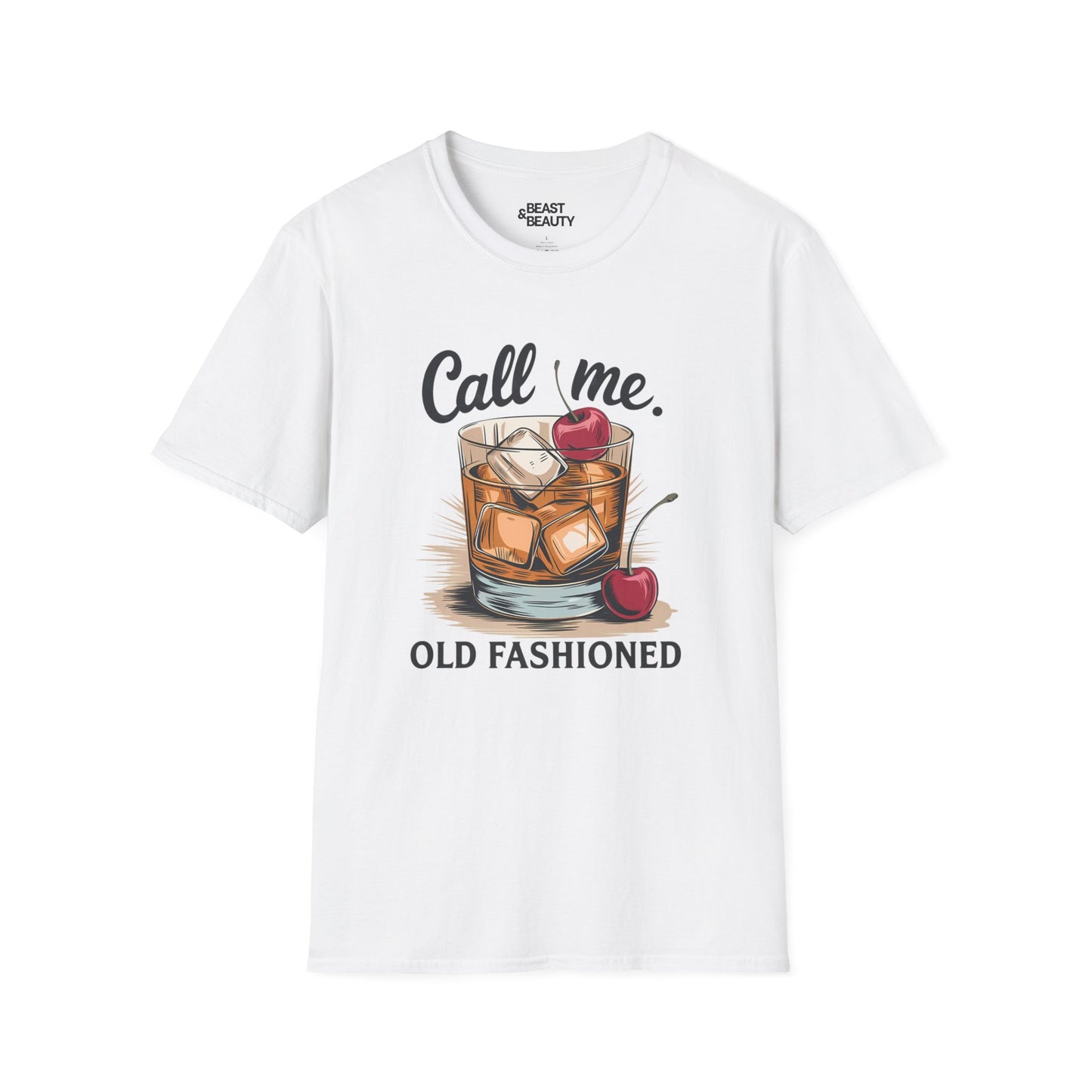 light blue t-shirt with call me old fashioned cocktail lover slogan for whiskey gift