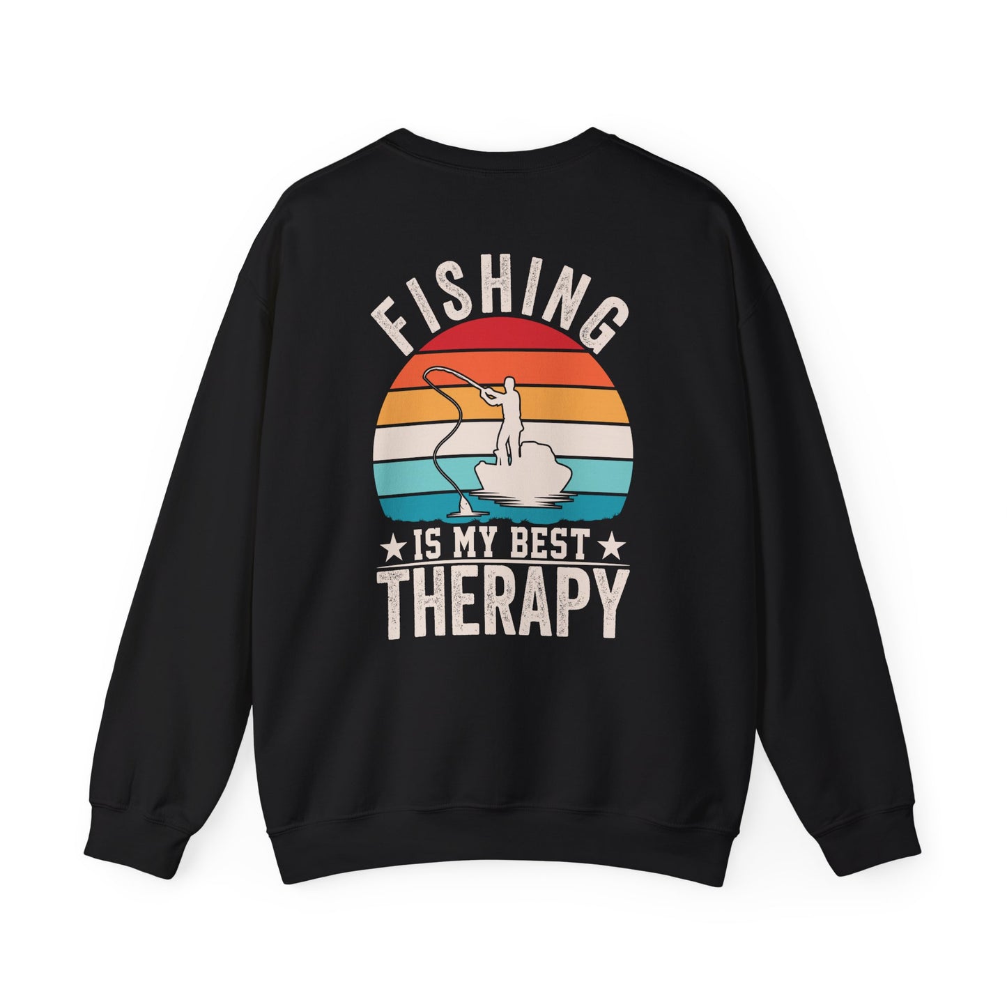 forest green sweatshirt with fishing therapy graphic