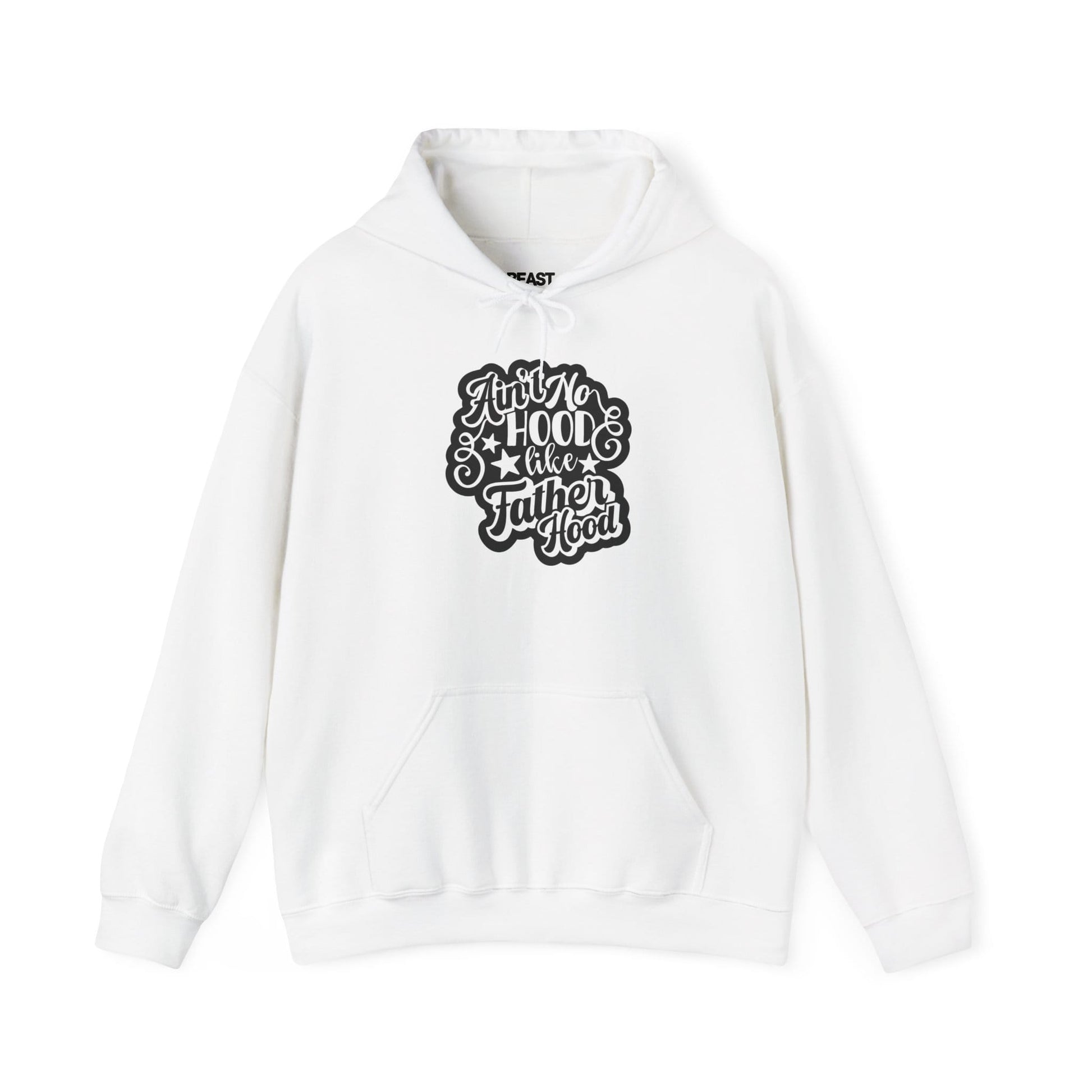 dark heather hoodie with ain't no hood like fatherhood funny dad slogan design