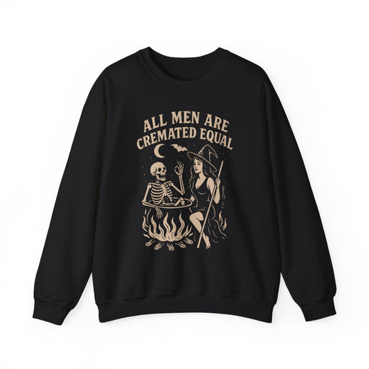 All Men Are Cremated Equal Funny Halloween Sweatshirt - funny sweatshirt by Cheeky Business